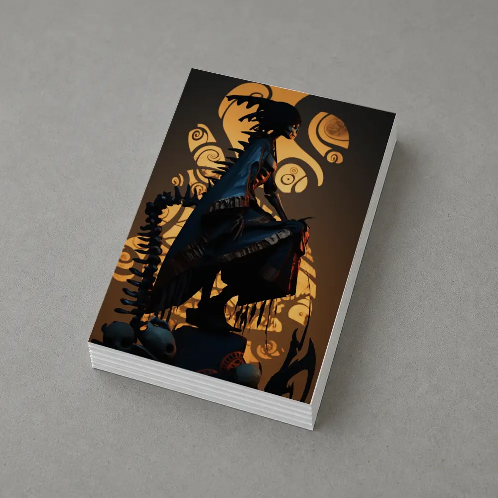 Dark Warrior Figure With Glowing Shadow Art – Postcards