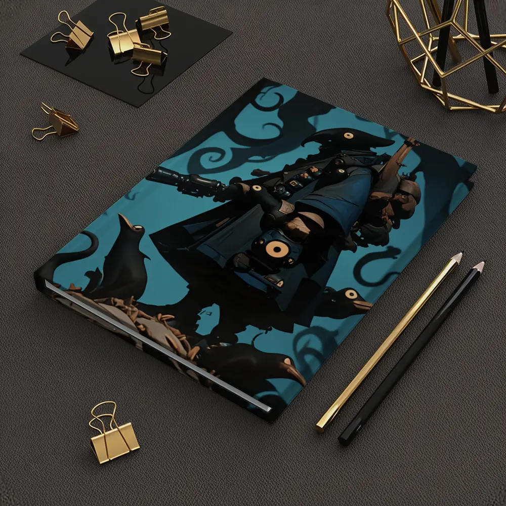 Dark Crow Gunslinger Figure Blue Swirling Background – Notebooks