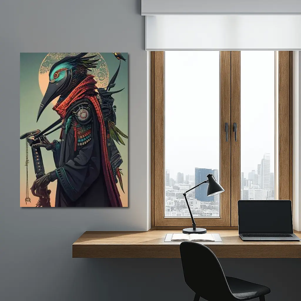 Samurai Crow Warrior Dark Fantasy Art – Wall Art