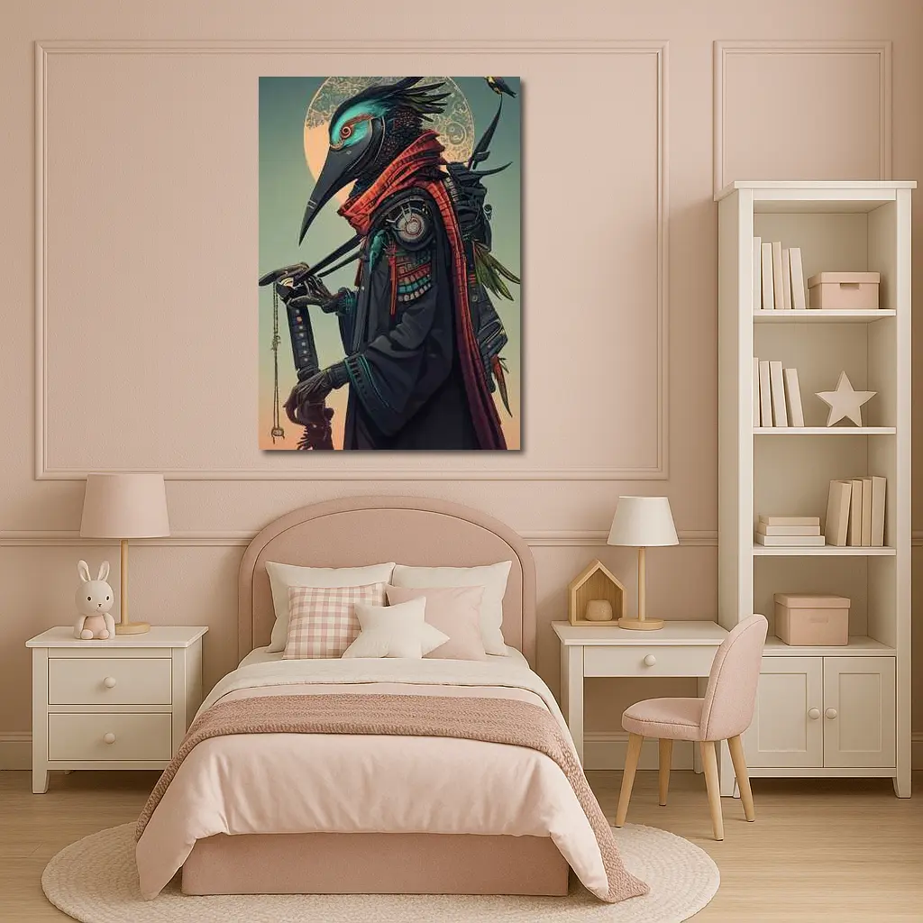 Samurai Crow Warrior Dark Fantasy Art – Wall Art