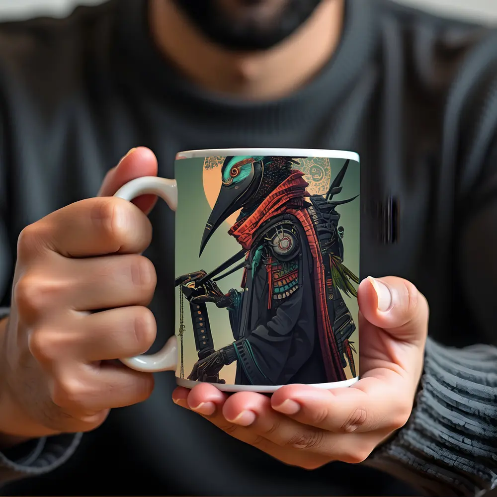 Samurai Crow Warrior Dark Fantasy Art – Mugs