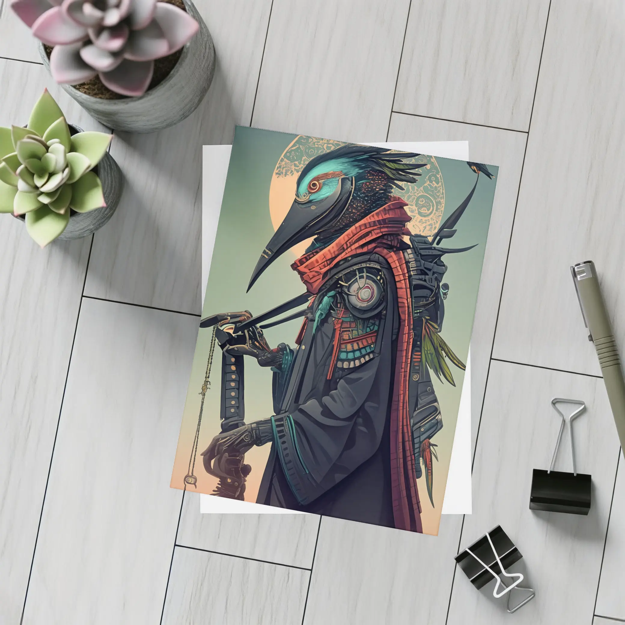 Samurai Crow Warrior Dark Fantasy Art – Postcards