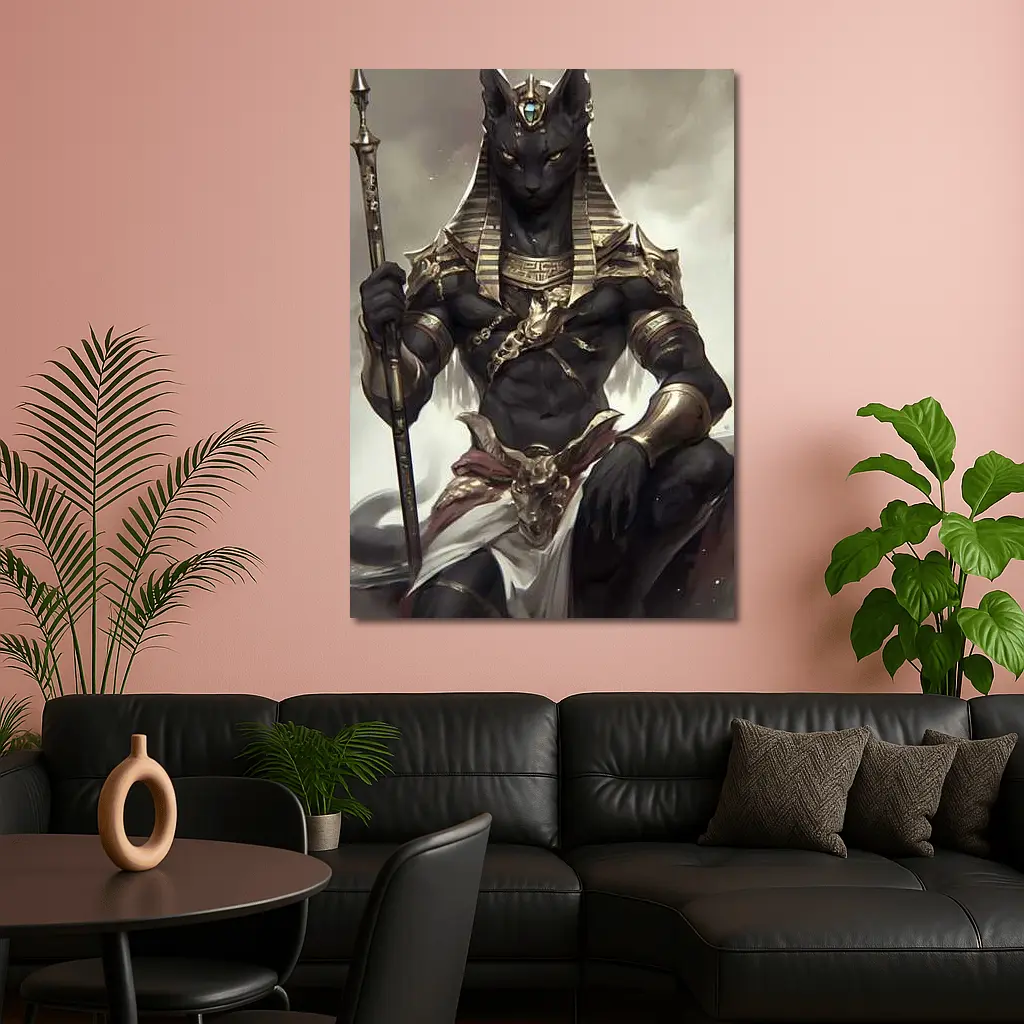 Egyptian Cat God Dark Fantasy Digital Art – Wall Art