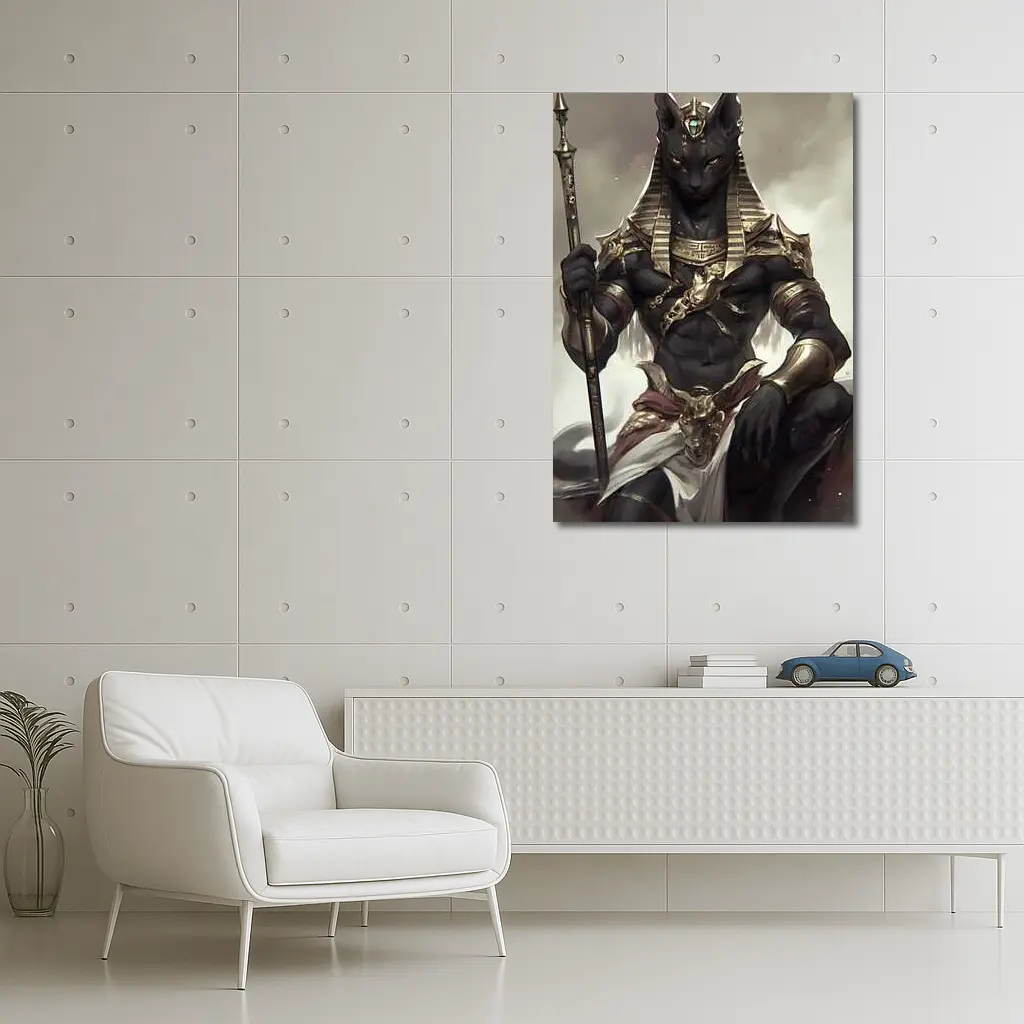 Egyptian Cat God Dark Fantasy Digital Art – Wall Art