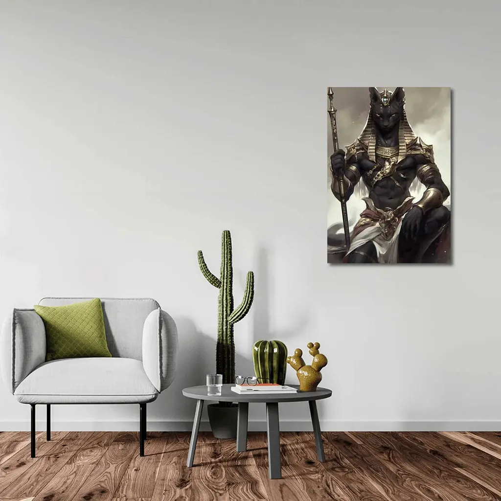 Egyptian Cat God Dark Fantasy Digital Art – Wall Art