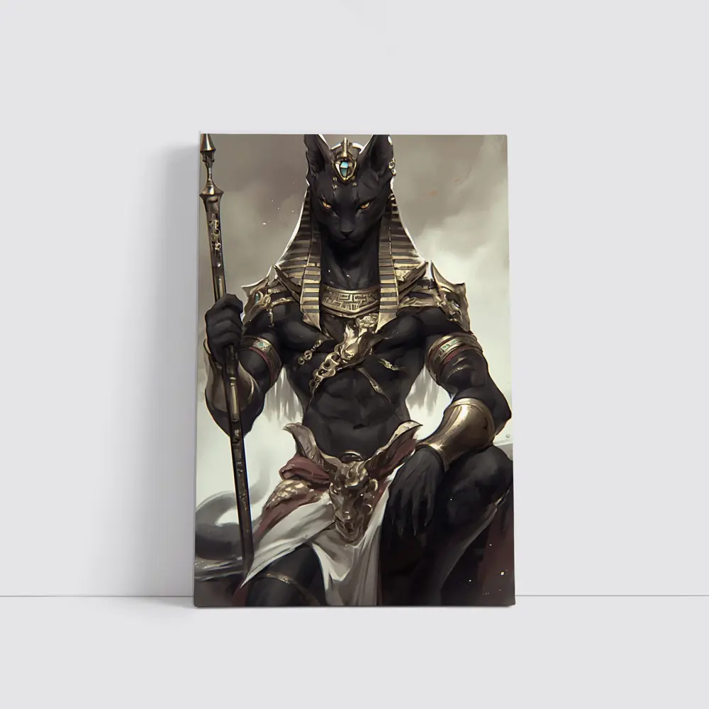 Egyptian Cat God Dark Fantasy Digital Art – Wall Art