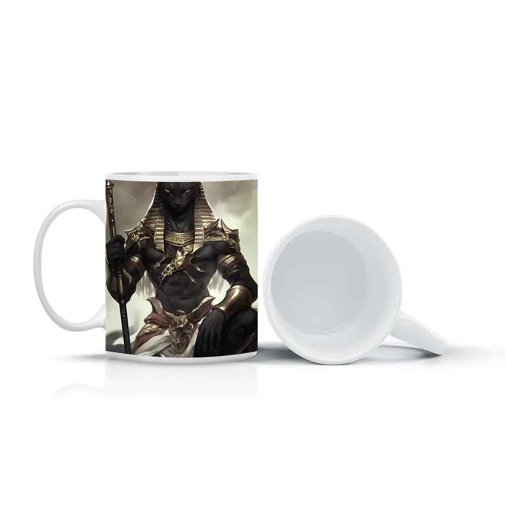 Egyptian Cat God Dark Fantasy Digital Art – Mugs