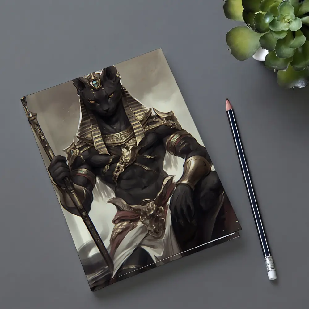 Egyptian Cat God Dark Fantasy Digital Art – Notebooks