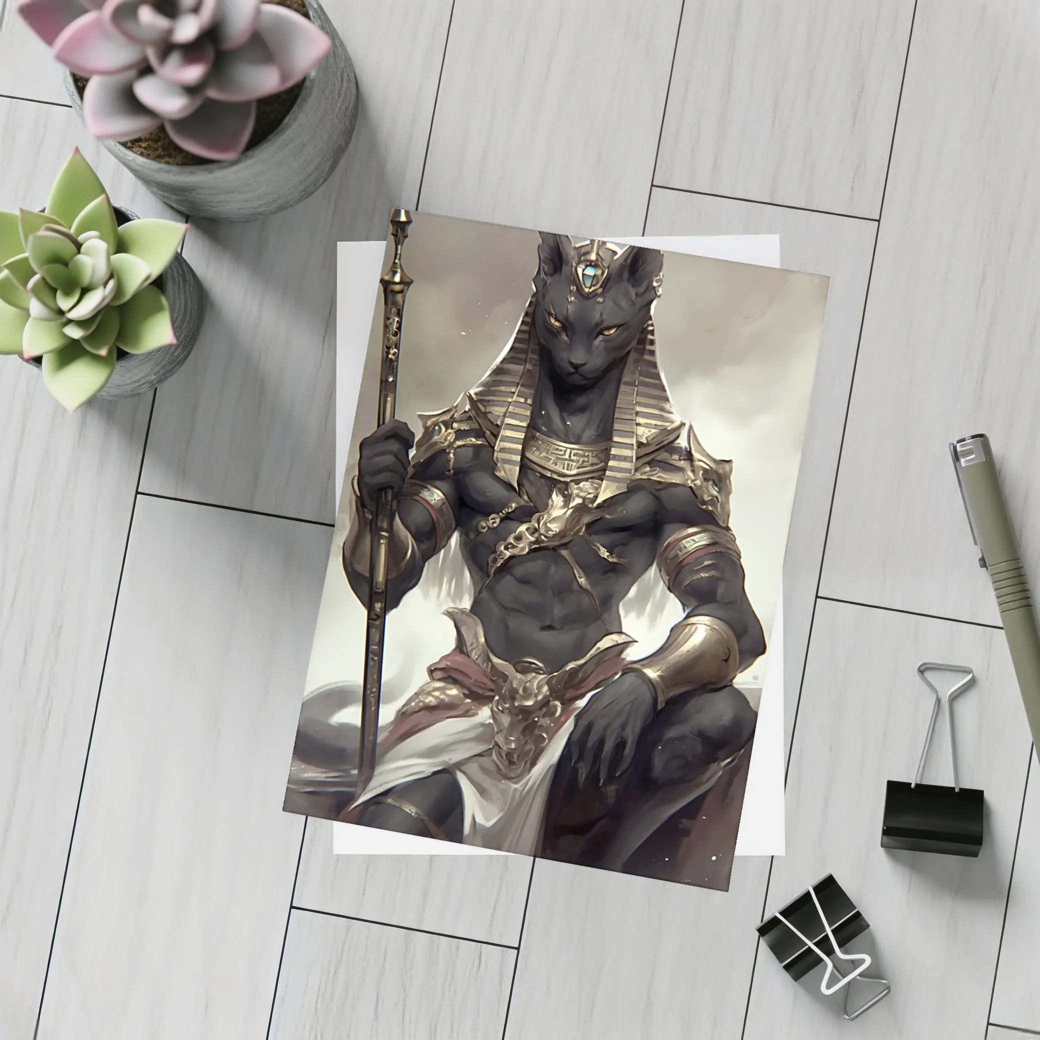 Egyptian Cat God Dark Fantasy Digital Art – Postcards