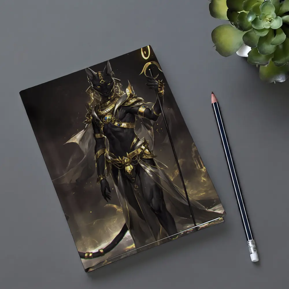 Anubis God Dark Fantasy Gold Armor – Notebooks