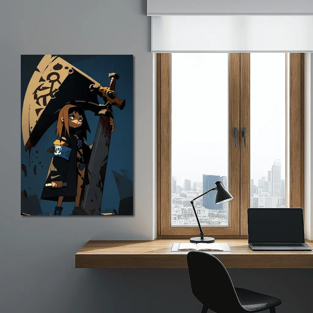 Anime Girl Dark Warrior Sword Night – Wall Art