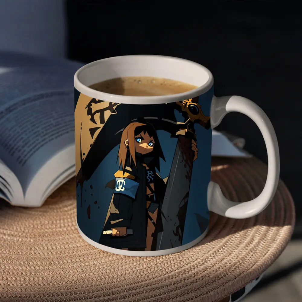 Anime Girl Dark Warrior Sword Night – Mugs