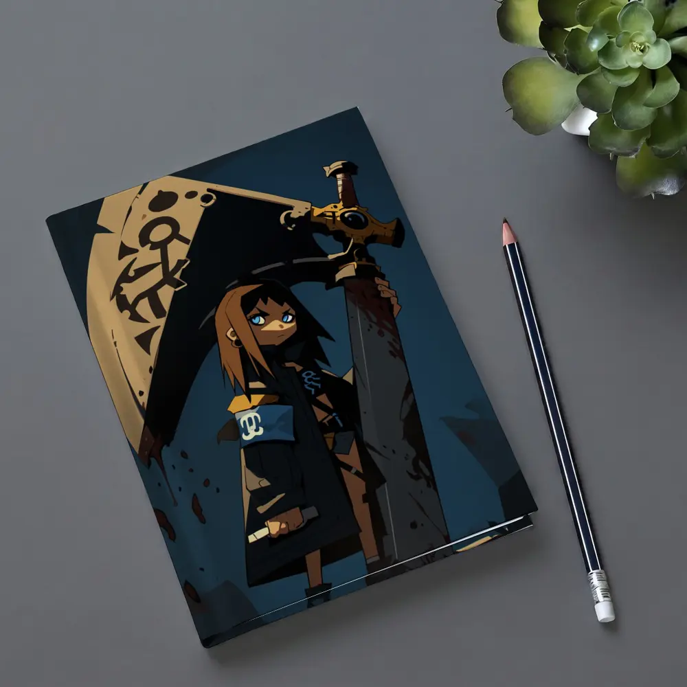Anime Girl Dark Warrior Sword Night – Notebooks