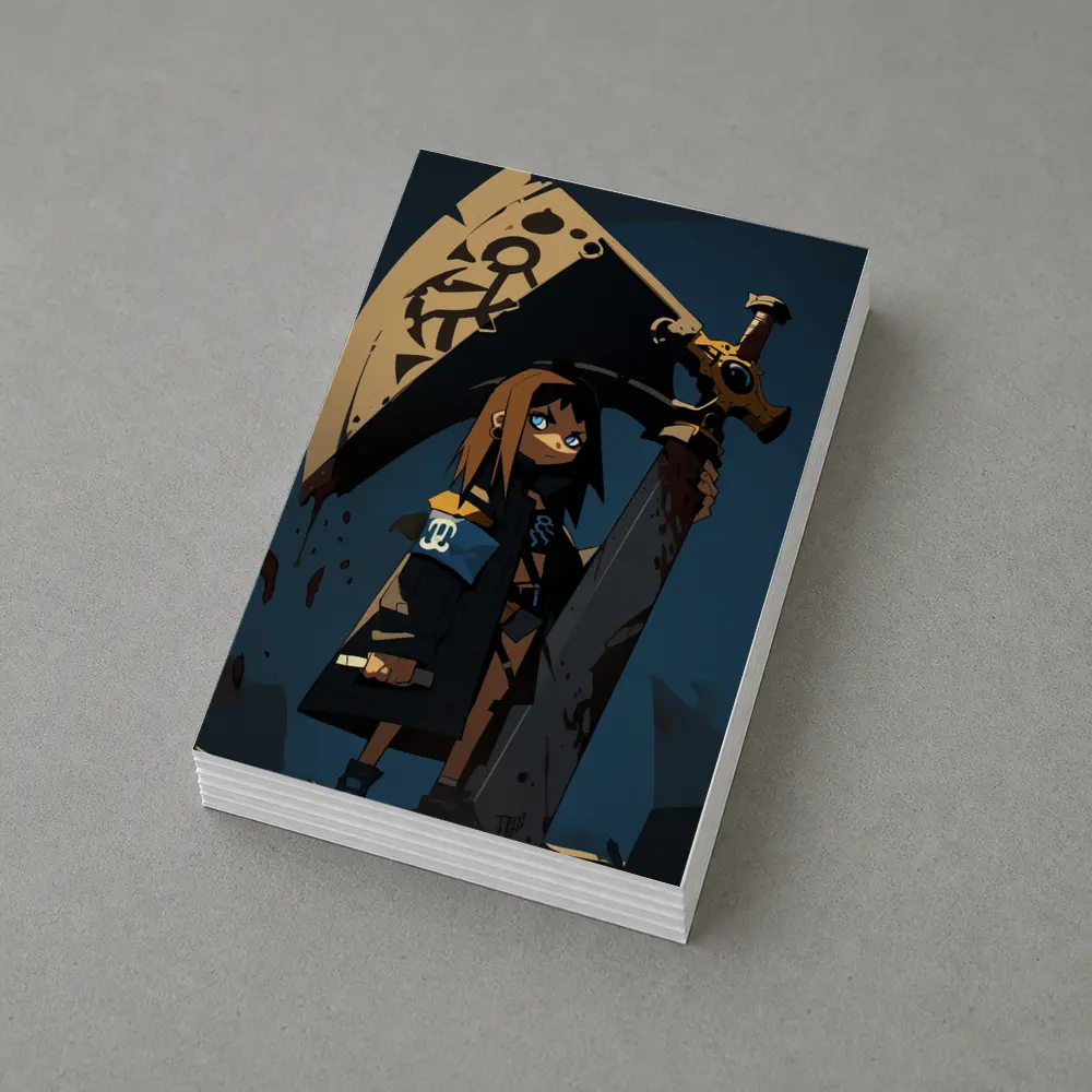 Anime Girl Dark Warrior Sword Night – Postcards
