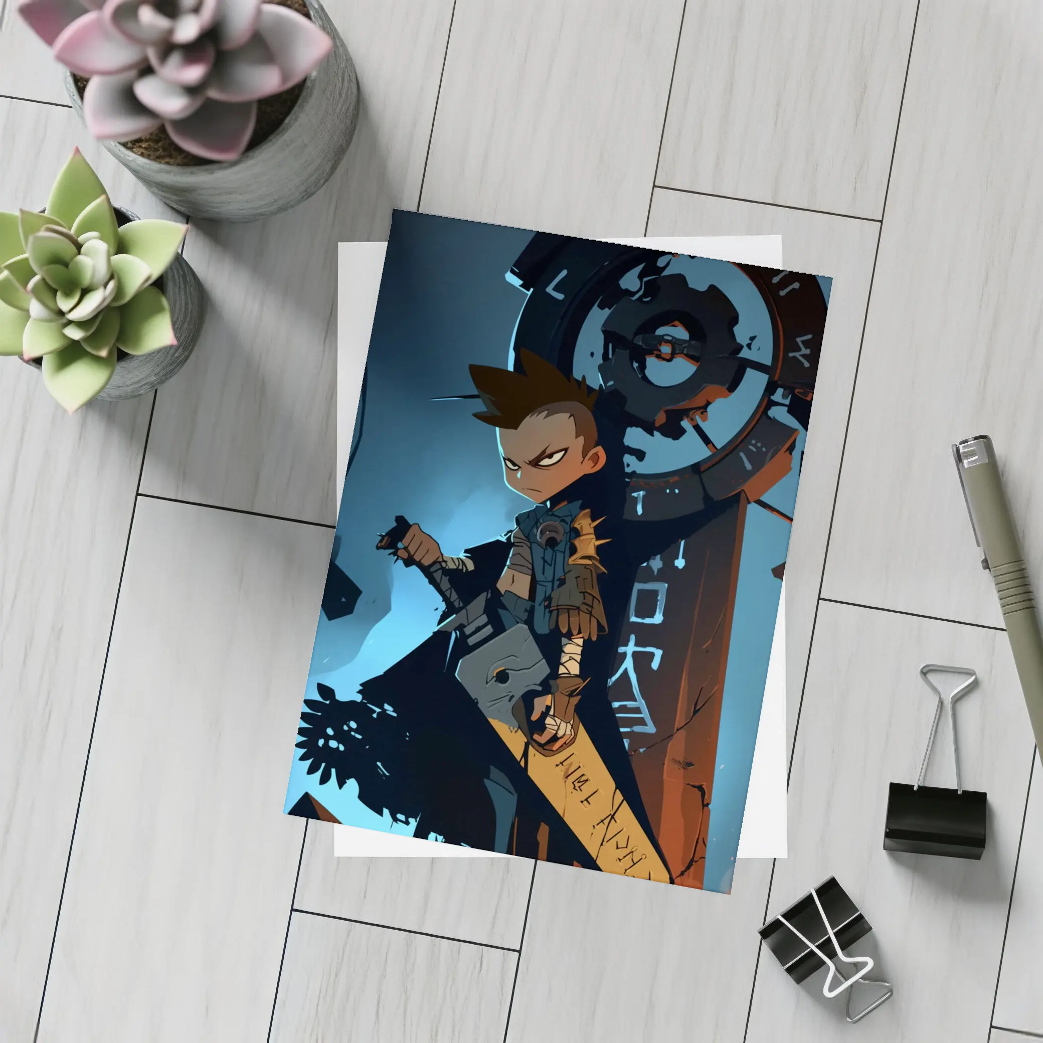 Anime Warrior Boy Dark Fantasy Art – Postcards