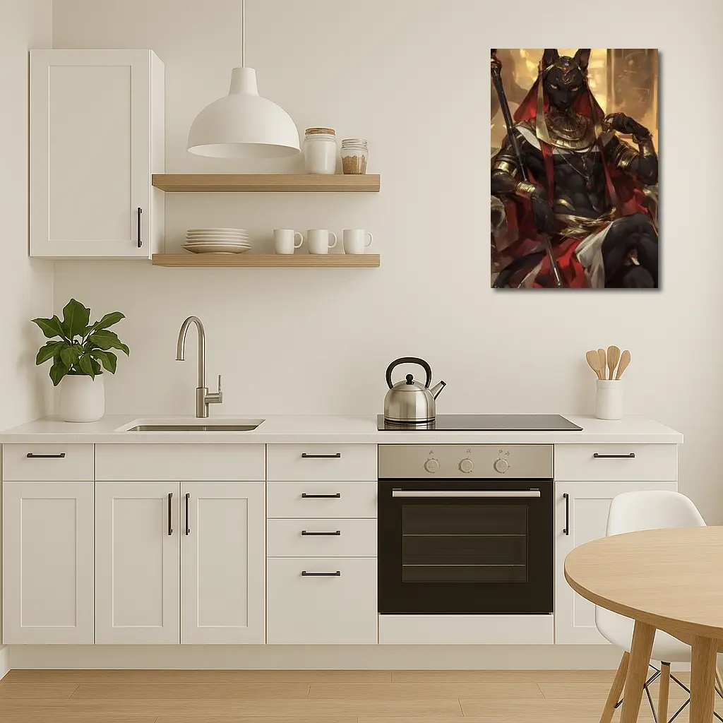 Egyptian Cat God Golden Throne Fantasy Art – Wall Art