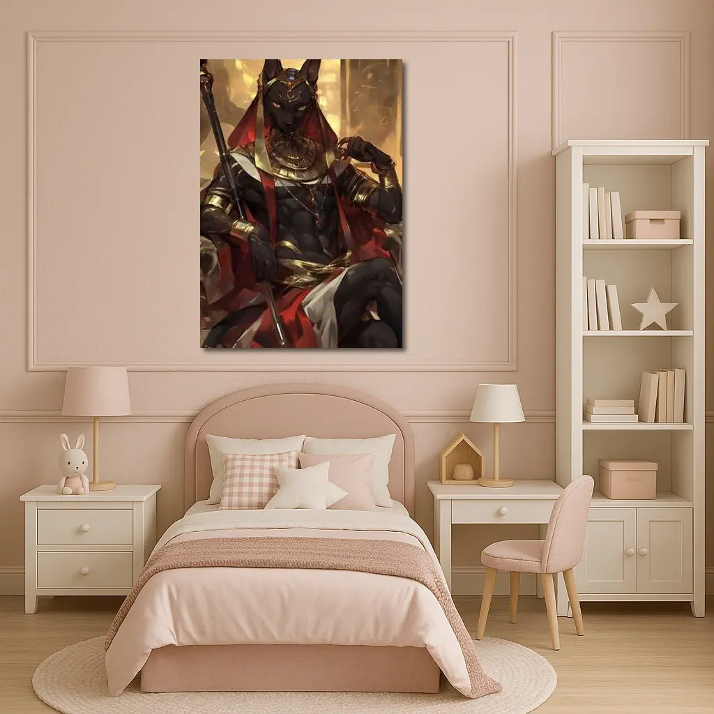 Egyptian Cat God Golden Throne Fantasy Art – Wall Art