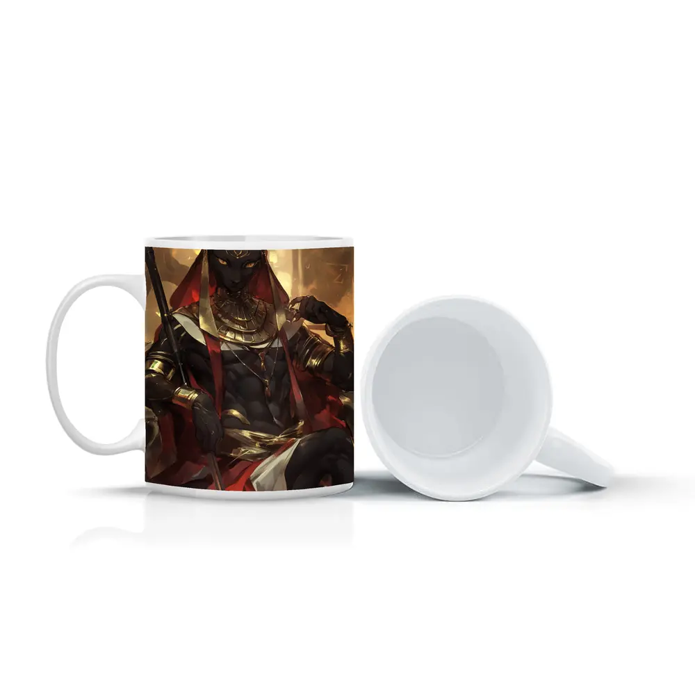 Egyptian Cat God Golden Throne Fantasy Art – Mugs