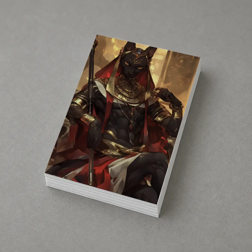 Egyptian Cat God Golden Throne Fantasy Art – Postcards