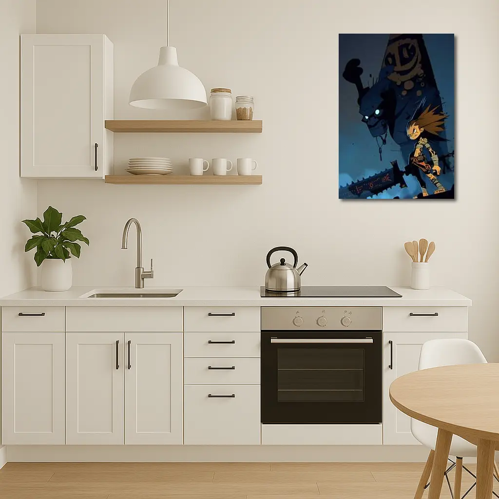 Anime Boy Dark Monster Night Scene – Wall Art