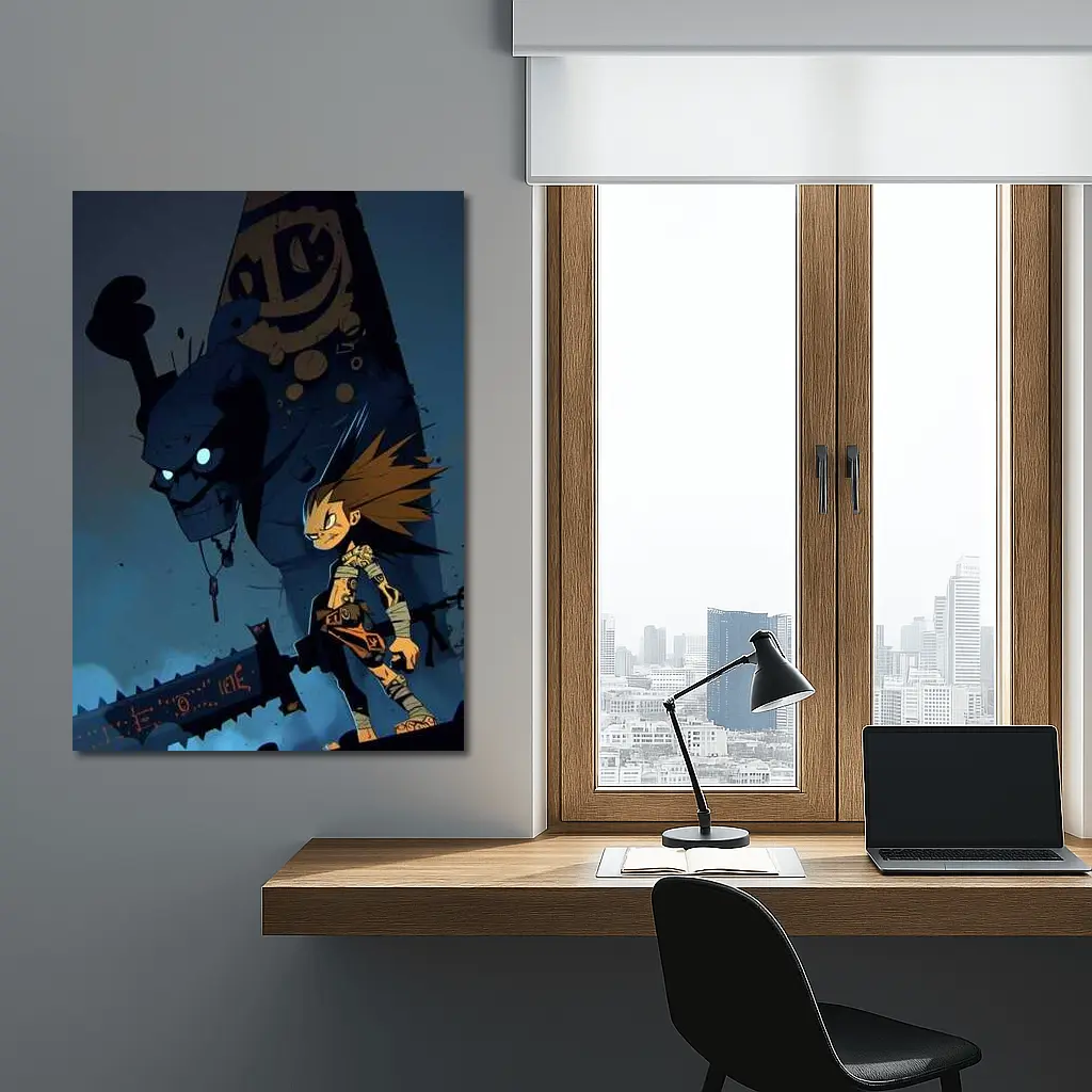 Anime Boy Dark Monster Night Scene – Wall Art