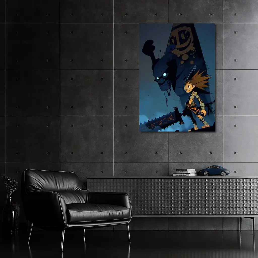 Anime Boy Dark Monster Night Scene – Wall Art