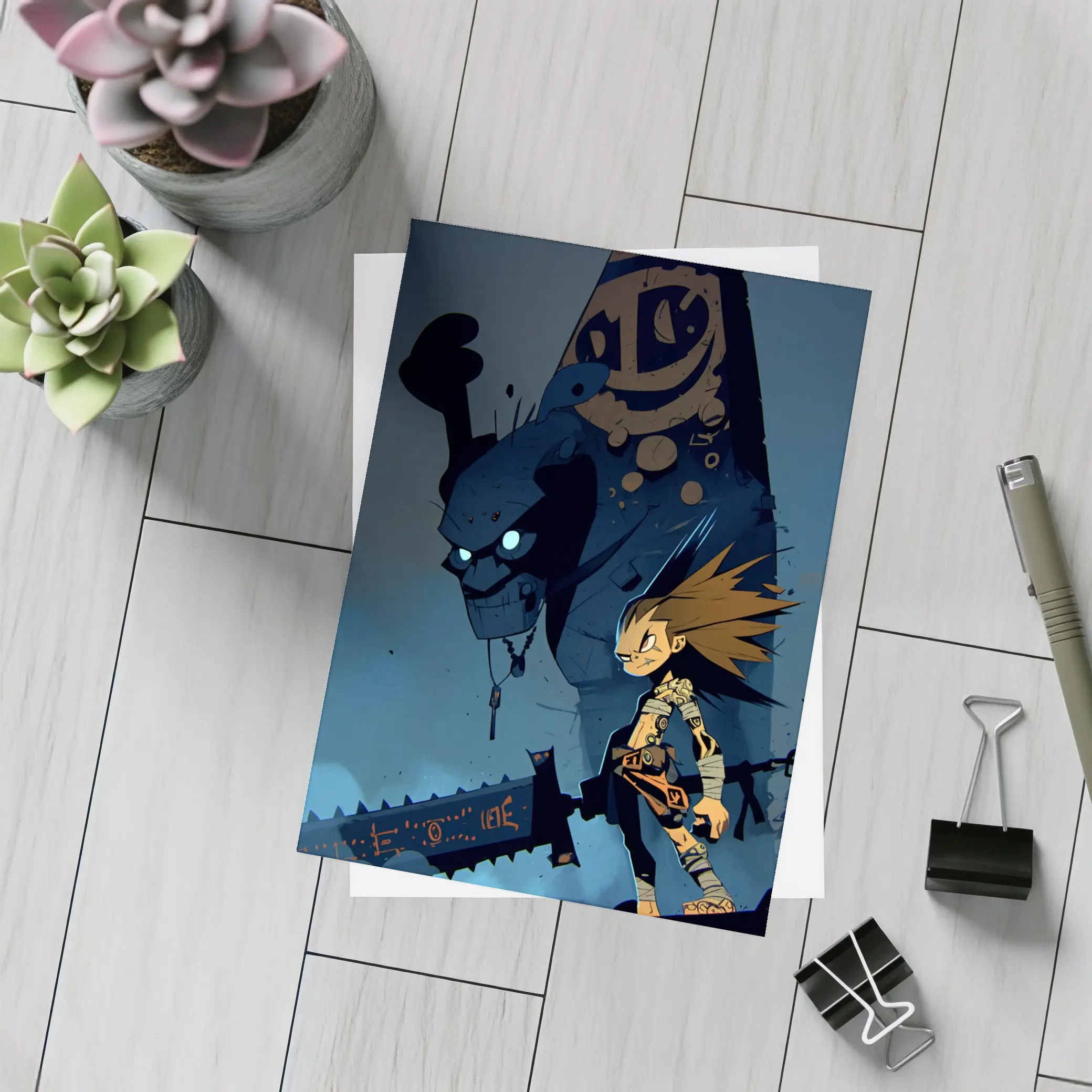 Anime Boy Dark Monster Night Scene – Postcards