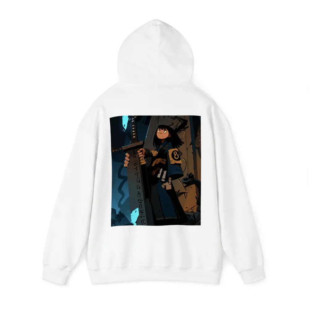 Anime Warrior Girl Holding Ancient Rune Sword – Hoodies