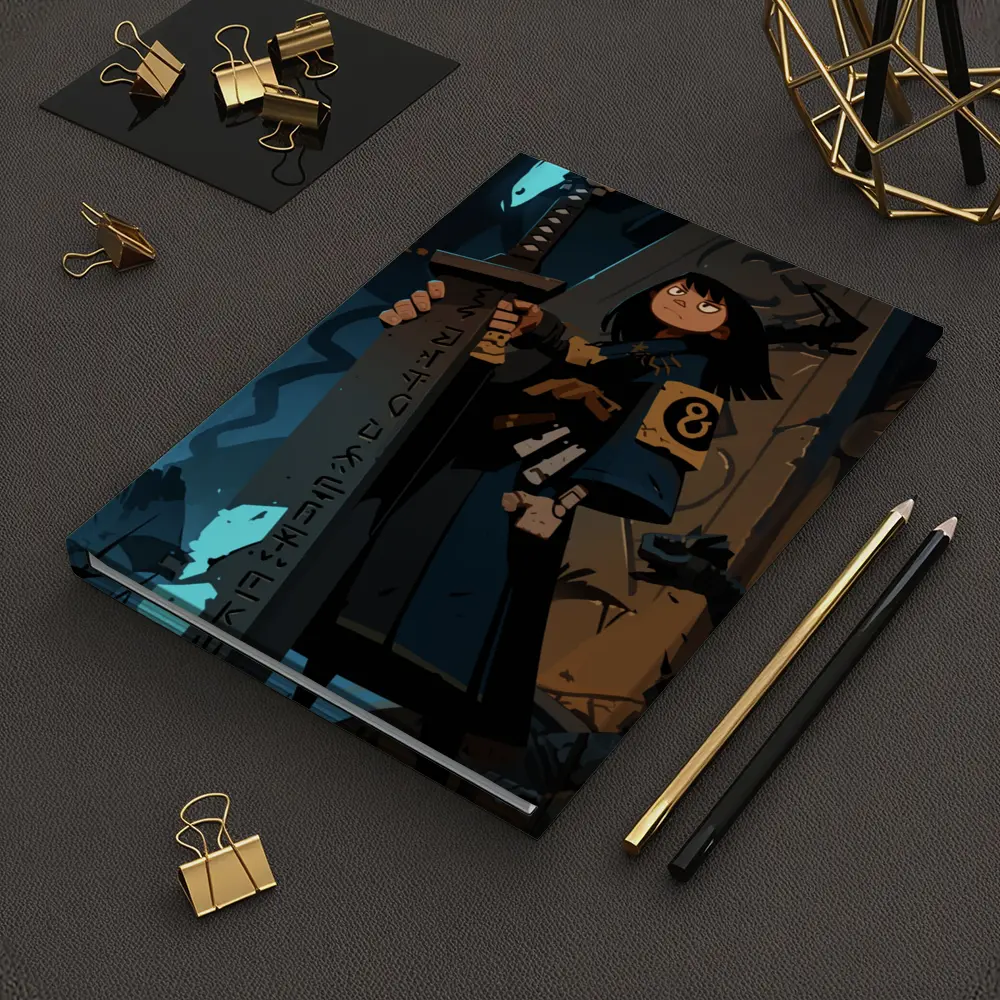 Anime Warrior Girl Holding Ancient Rune Sword – Notebooks