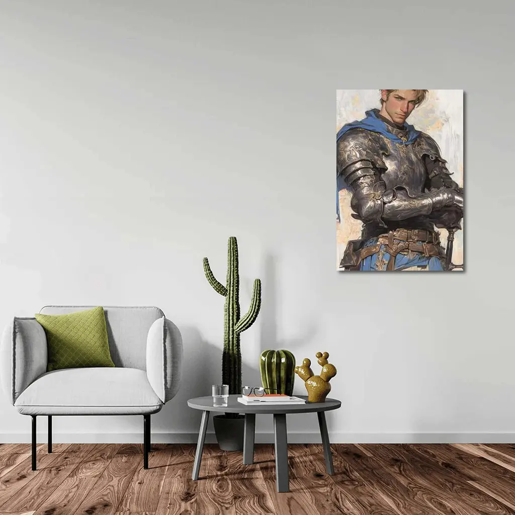 Knight Warrior Blue Cape Fantasy Art – Wall Art
