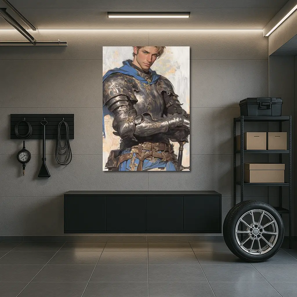 Knight Warrior Blue Cape Fantasy Art – Wall Art
