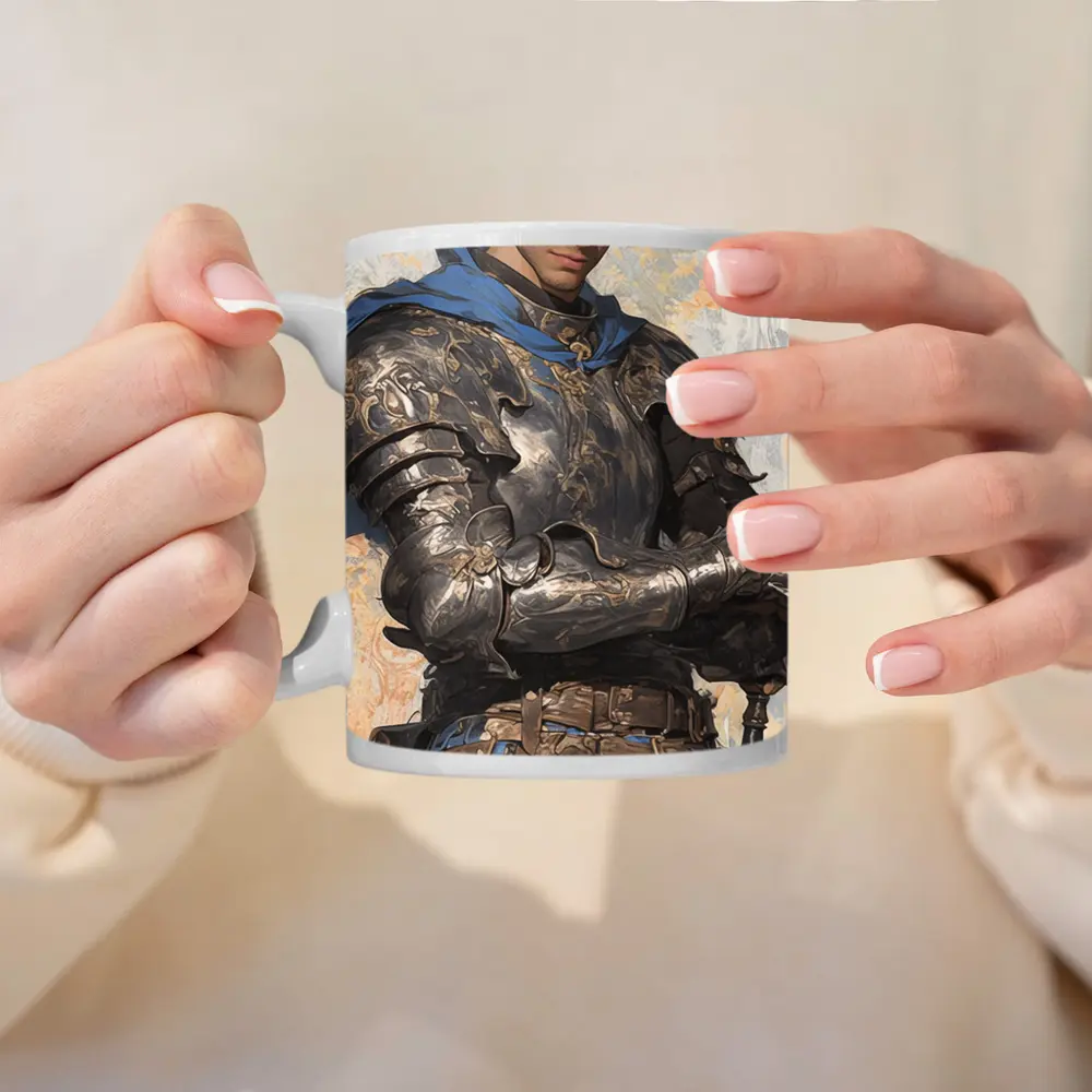 Knight Warrior Blue Cape Fantasy Art – Mugs
