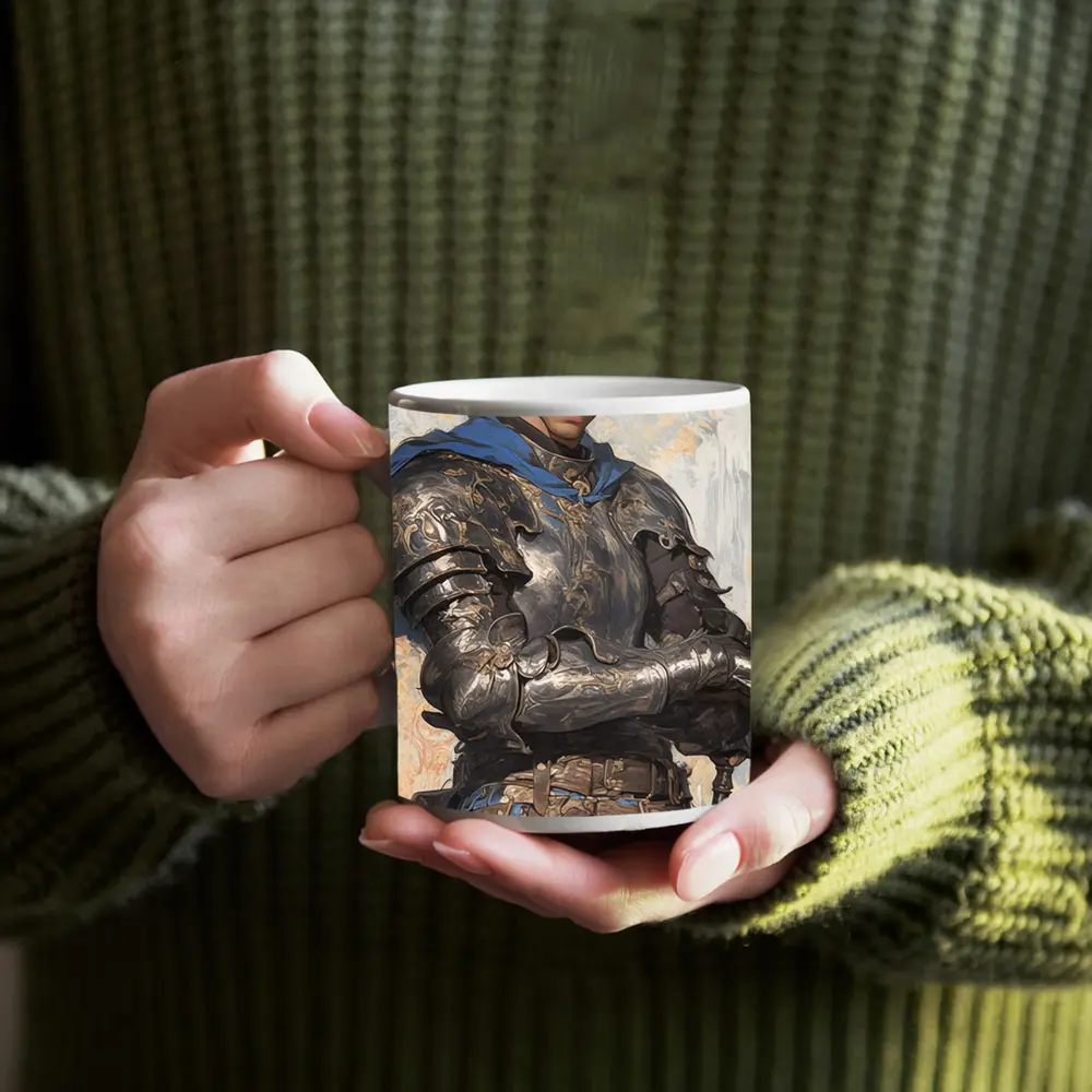 Knight Warrior Blue Cape Fantasy Art – Mugs