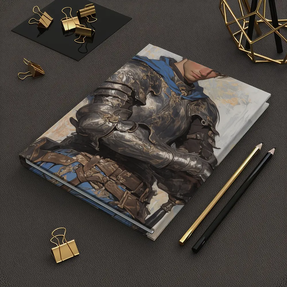 Knight Warrior Blue Cape Fantasy Art – Notebooks