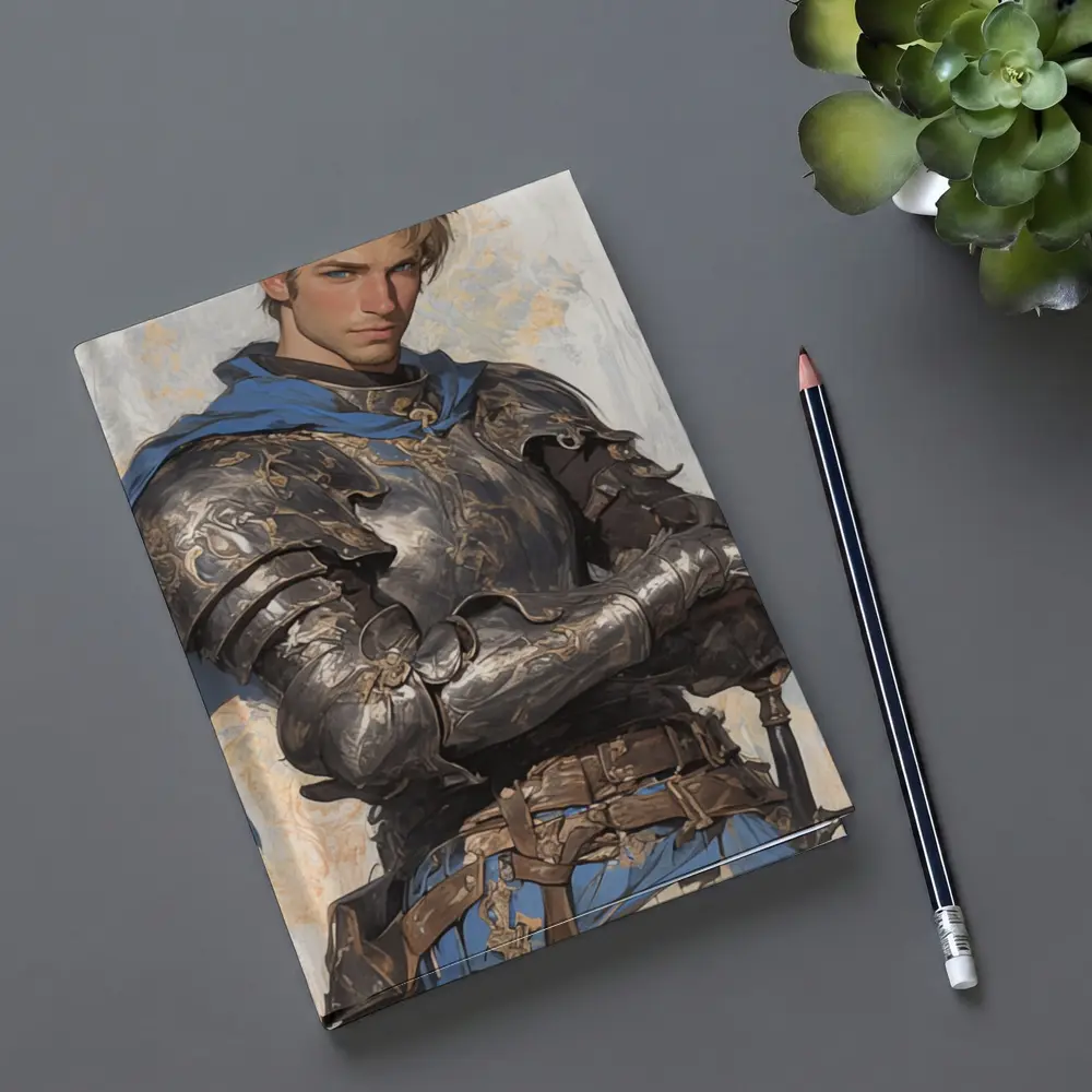 Knight Warrior Blue Cape Fantasy Art – Notebooks