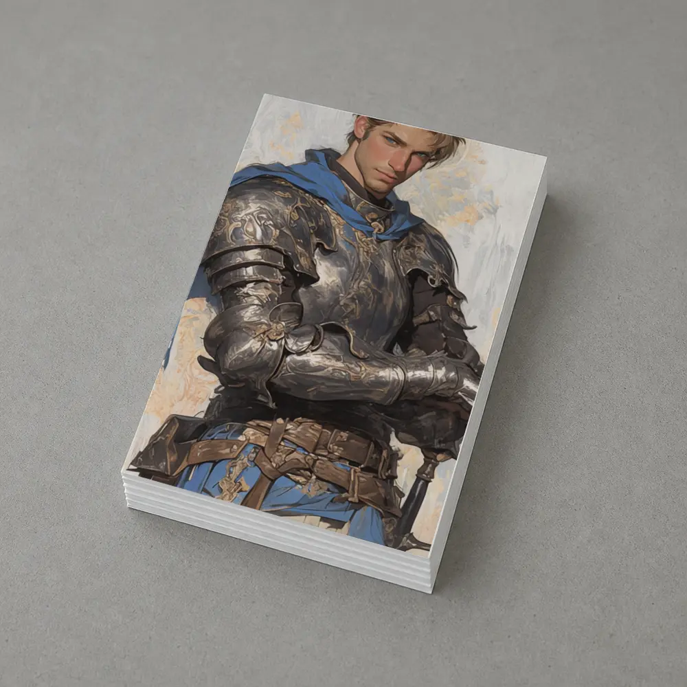 Knight Warrior Blue Cape Fantasy Art – Postcards