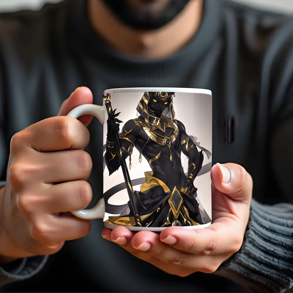 Anime Egyptian Cat God Black Gold – Mugs