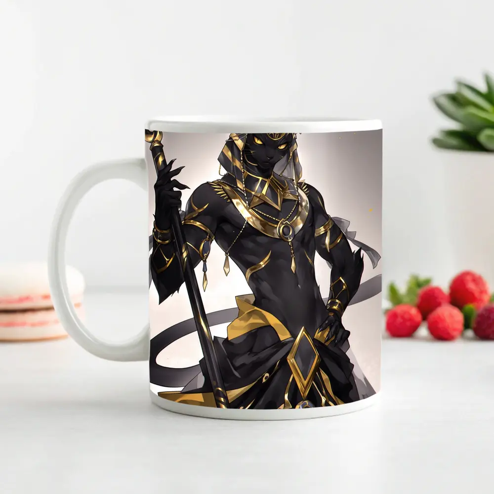 Anime Egyptian Cat God Black Gold – Mugs
