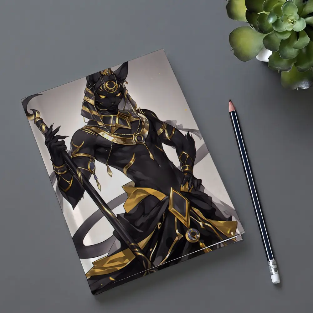 Anime Egyptian Cat God Black Gold – Notebooks
