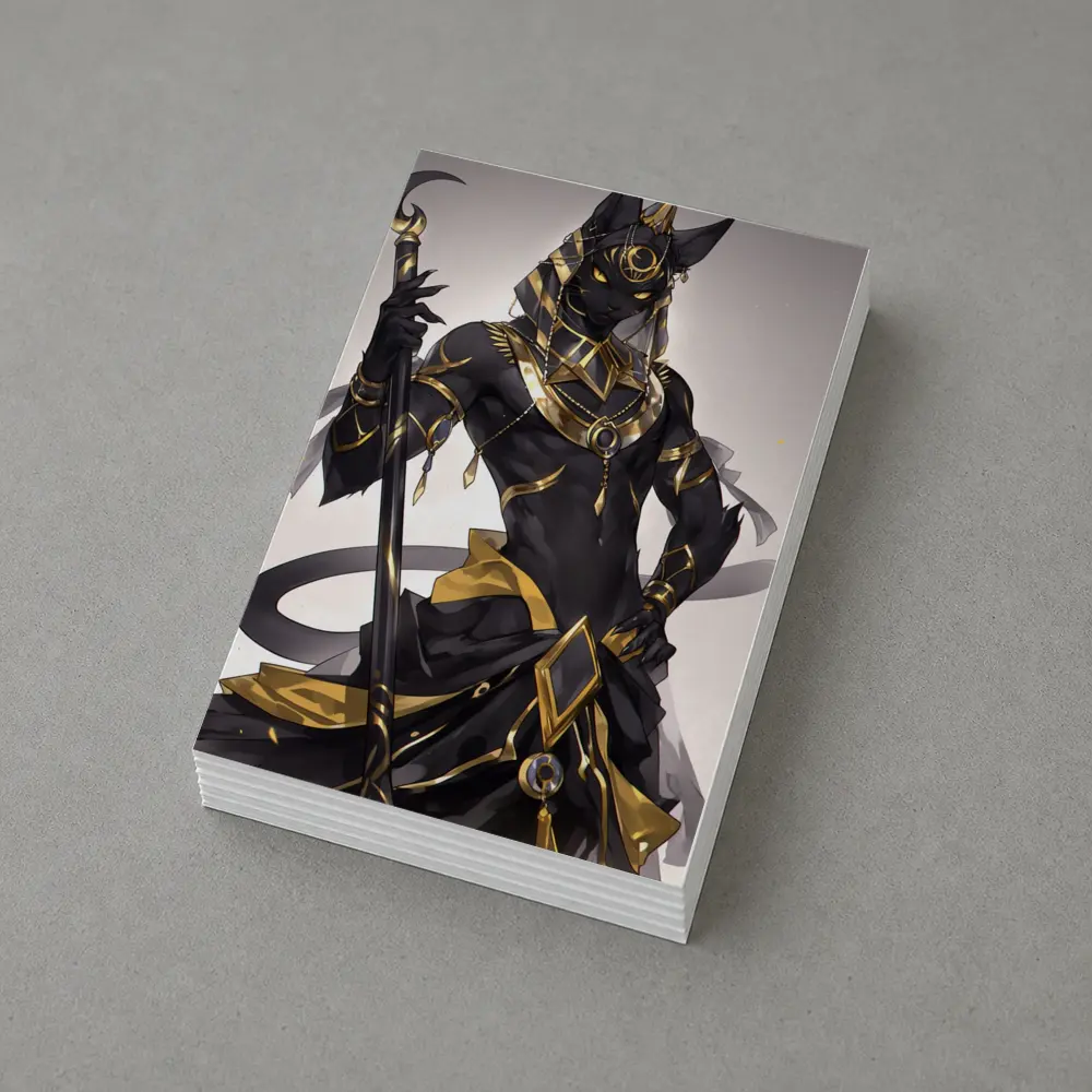 Anime Egyptian Cat God Black Gold – Postcards
