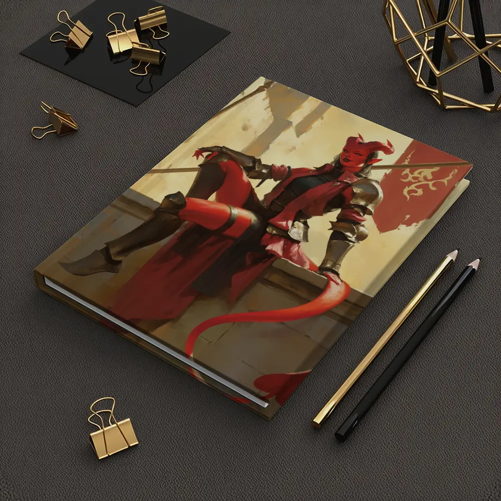 Red Devil Knight Woman Fantasy Art – Notebooks