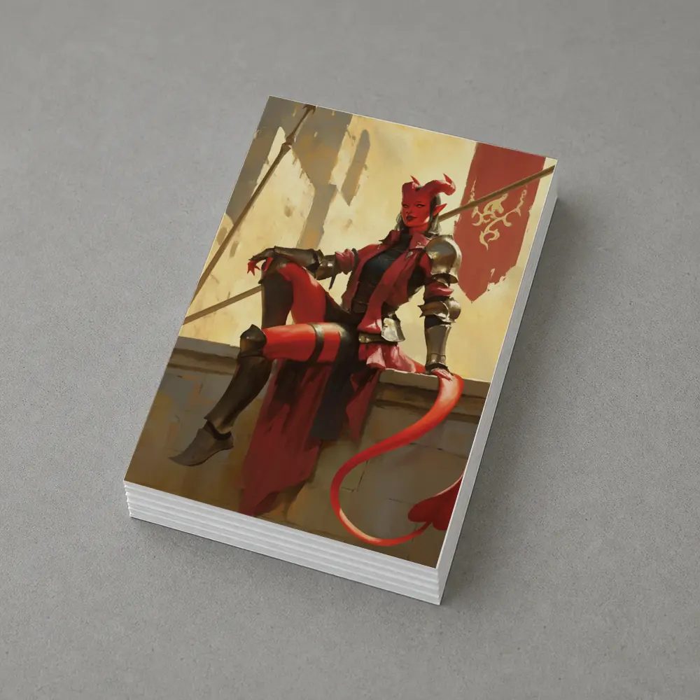 Red Devil Knight Woman Fantasy Art – Postcards