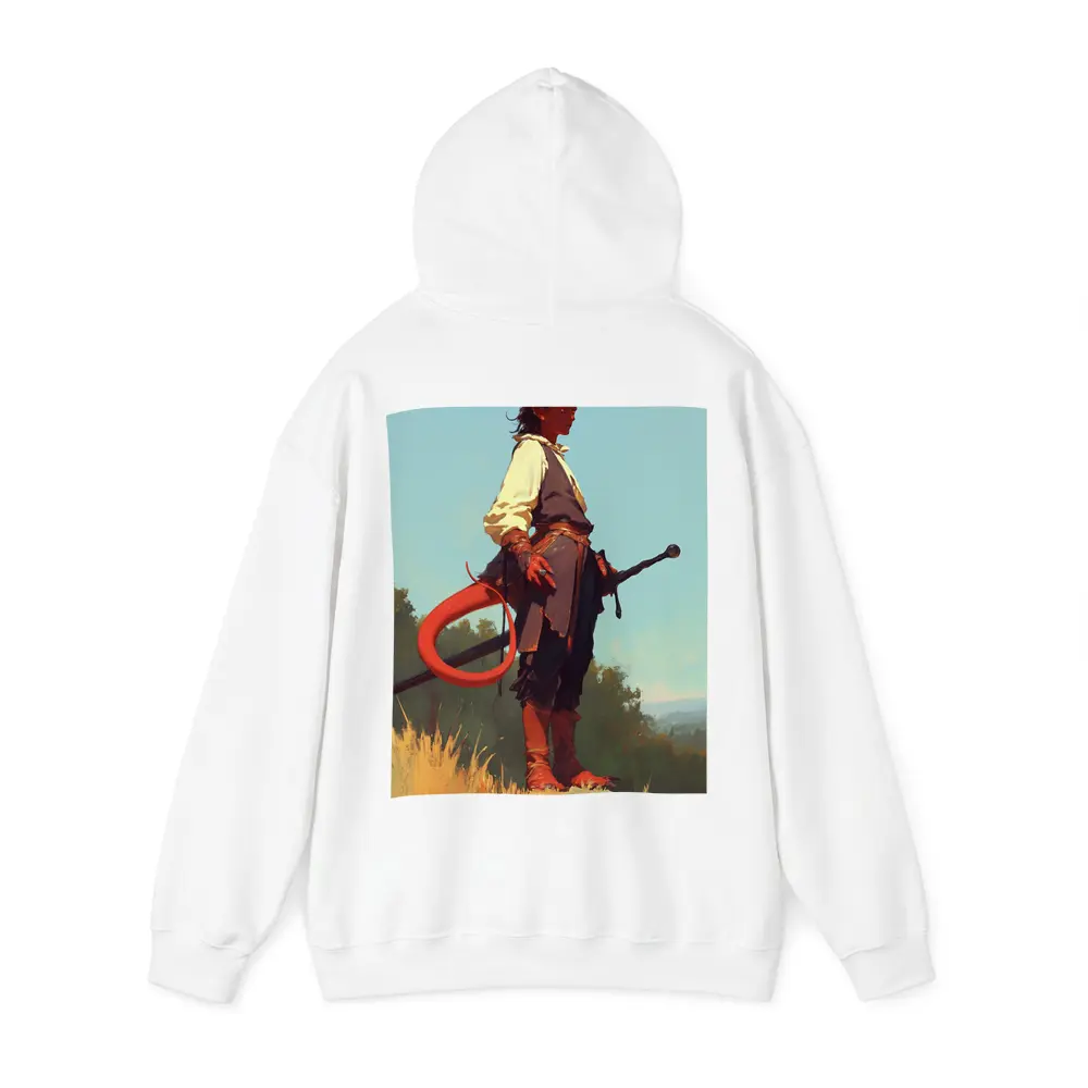 Red Demon Warrior Standing on Hilltop – Hoodies