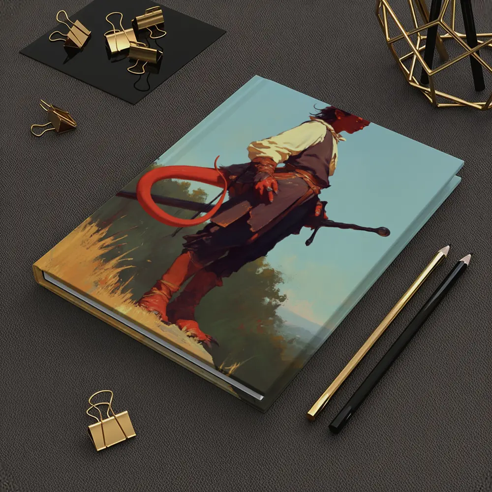Red Demon Warrior Standing on Hilltop – Notebooks