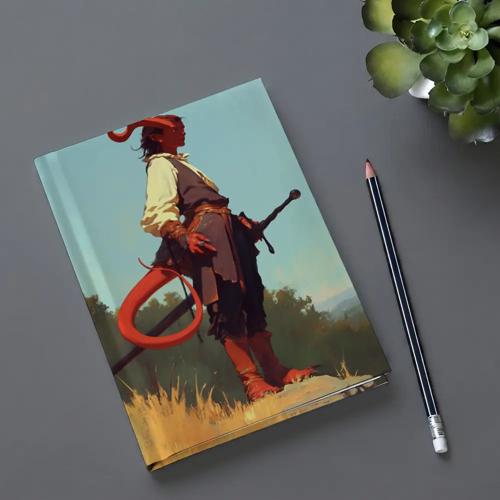Red Demon Warrior Standing on Hilltop – Notebooks