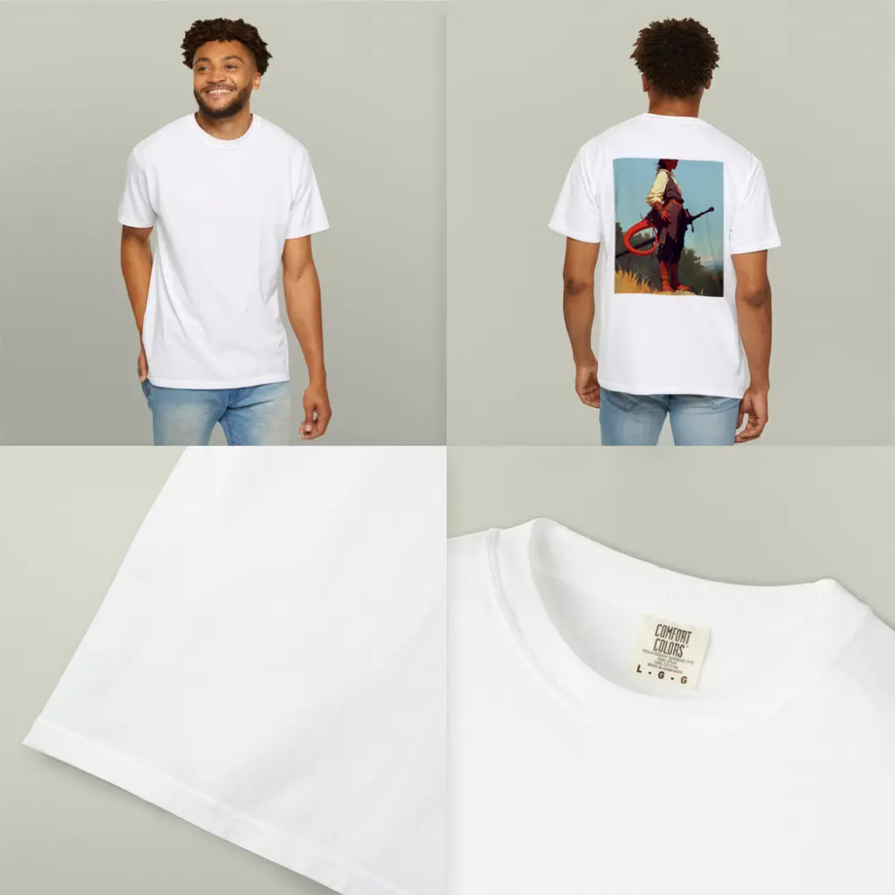 Red Demon Warrior Standing on Hilltop – T-Shirts