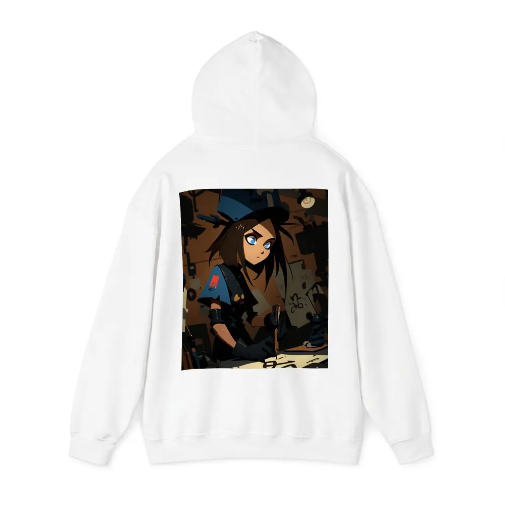Anime Girl Writing Dark Workshop Scene – Hoodies
