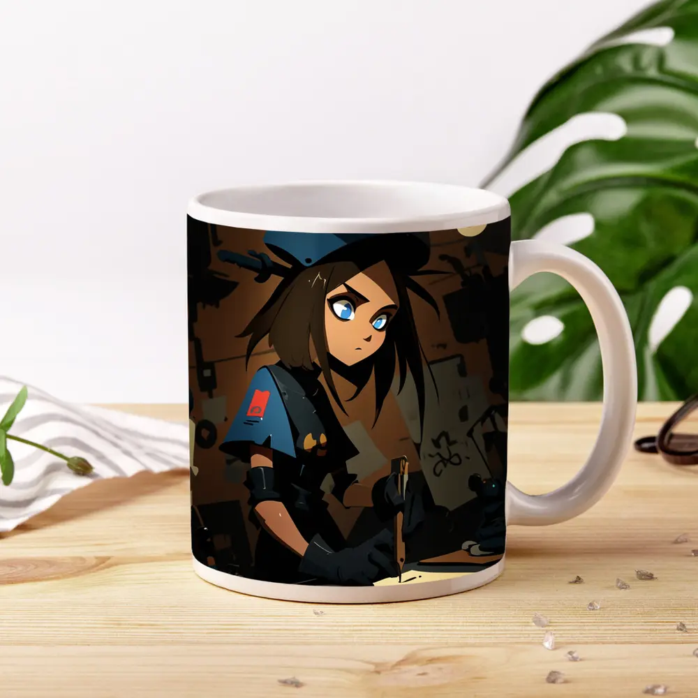 Anime Girl Writing Dark Workshop Scene – Mugs