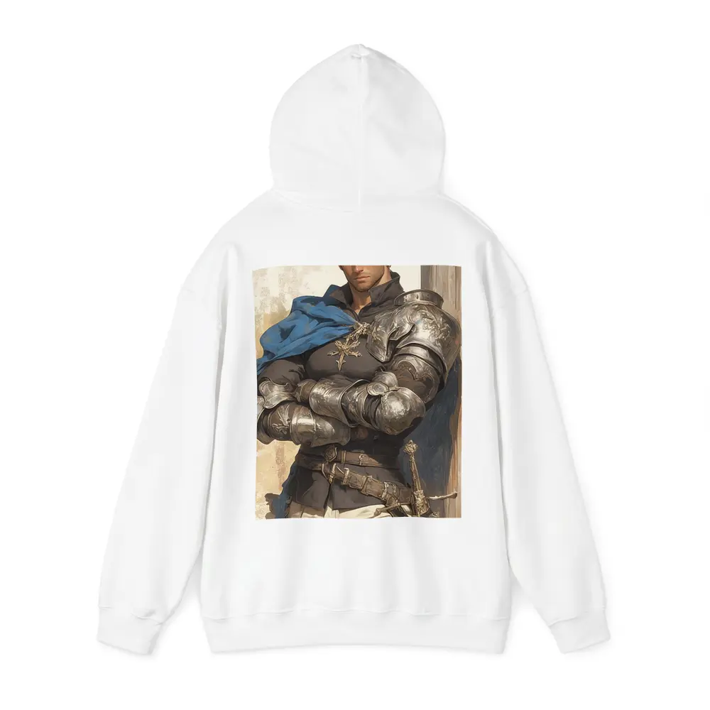 Medieval Knight Silver Armor Blue Cape Fantasy – Hoodies