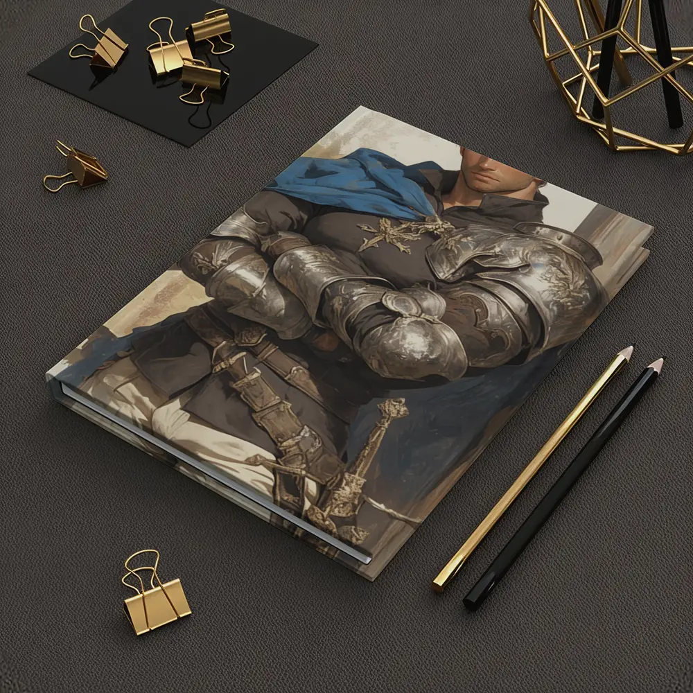 Medieval Knight Silver Armor Blue Cape Fantasy – Notebooks